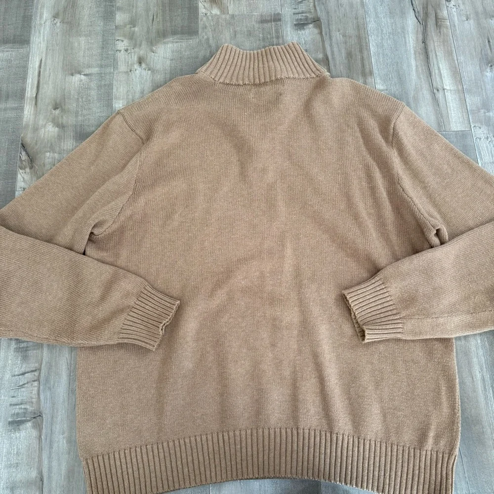 Polo Ralph Lauren Pullover Sweater Three Button Men XL Cotton Khaki Brown Preppy